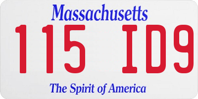 MA license plate 115ID9