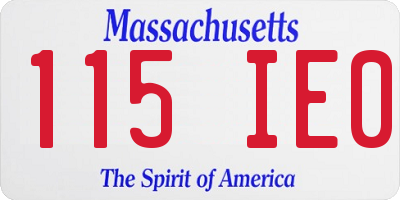 MA license plate 115IE0