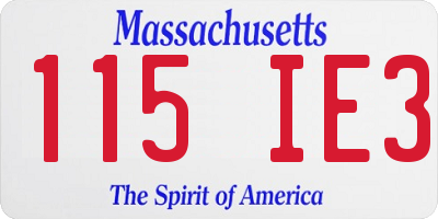 MA license plate 115IE3