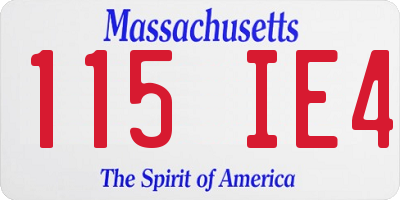 MA license plate 115IE4