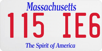 MA license plate 115IE6