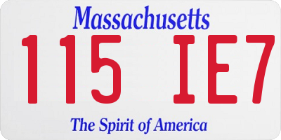 MA license plate 115IE7