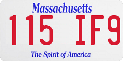 MA license plate 115IF9