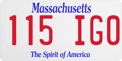 MA license plate 115IG0