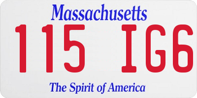 MA license plate 115IG6