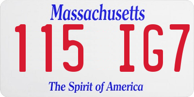 MA license plate 115IG7