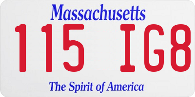 MA license plate 115IG8