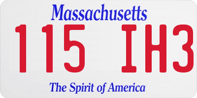 MA license plate 115IH3