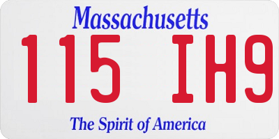 MA license plate 115IH9