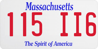 MA license plate 115II6