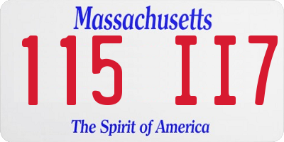 MA license plate 115II7