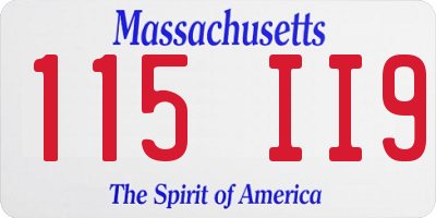 MA license plate 115II9
