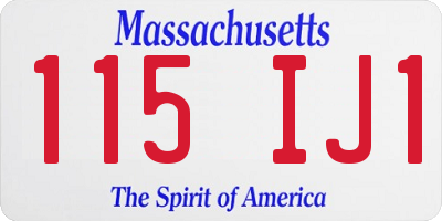 MA license plate 115IJ1