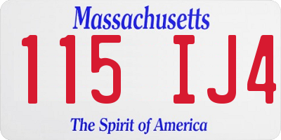 MA license plate 115IJ4