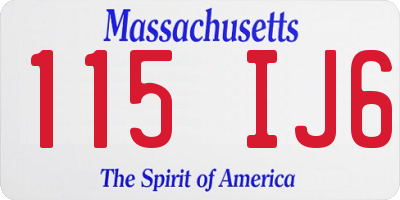 MA license plate 115IJ6