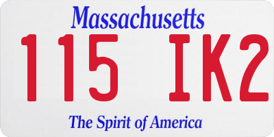 MA license plate 115IK2