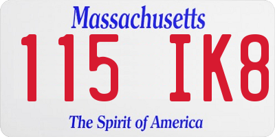MA license plate 115IK8