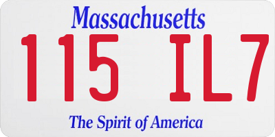 MA license plate 115IL7