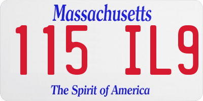 MA license plate 115IL9