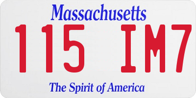 MA license plate 115IM7