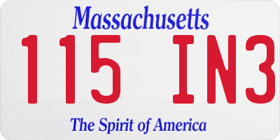 MA license plate 115IN3