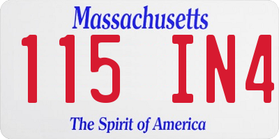 MA license plate 115IN4