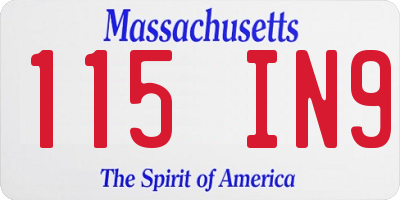 MA license plate 115IN9
