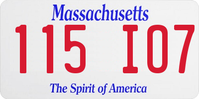 MA license plate 115IO7