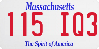 MA license plate 115IQ3