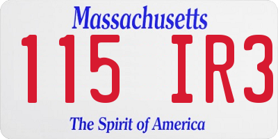MA license plate 115IR3