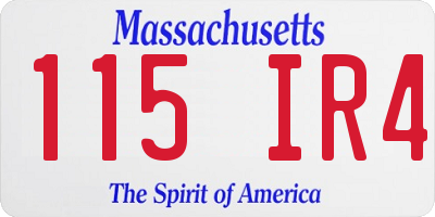 MA license plate 115IR4