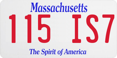 MA license plate 115IS7