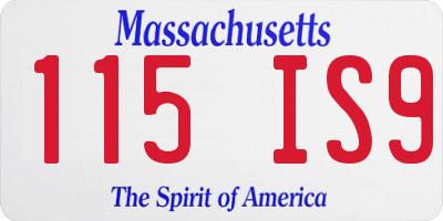 MA license plate 115IS9
