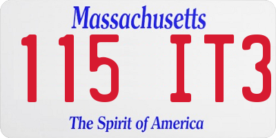 MA license plate 115IT3