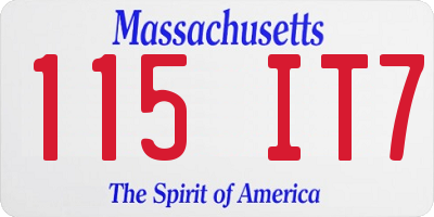 MA license plate 115IT7