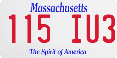 MA license plate 115IU3