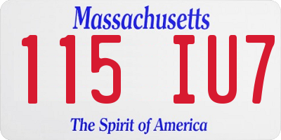 MA license plate 115IU7