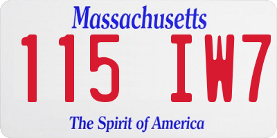 MA license plate 115IW7