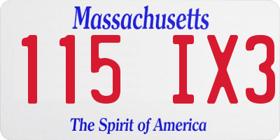 MA license plate 115IX3