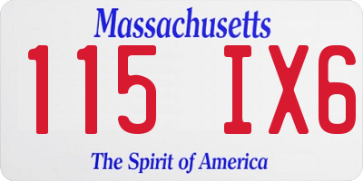 MA license plate 115IX6