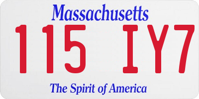 MA license plate 115IY7