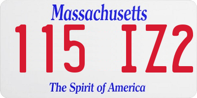 MA license plate 115IZ2