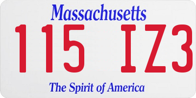 MA license plate 115IZ3