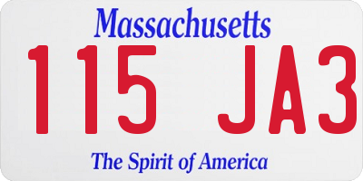 MA license plate 115JA3