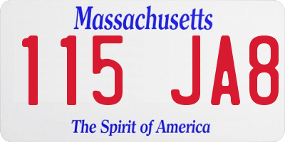 MA license plate 115JA8