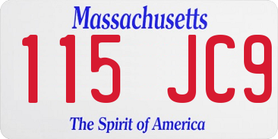 MA license plate 115JC9