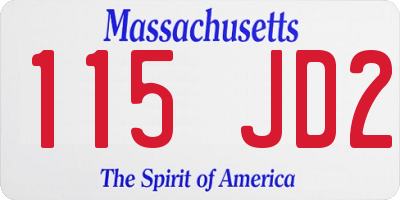 MA license plate 115JD2
