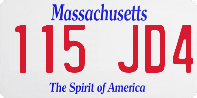 MA license plate 115JD4