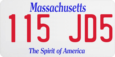 MA license plate 115JD5