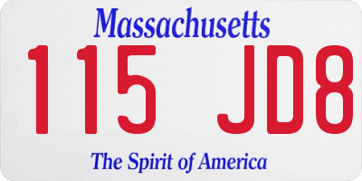 MA license plate 115JD8